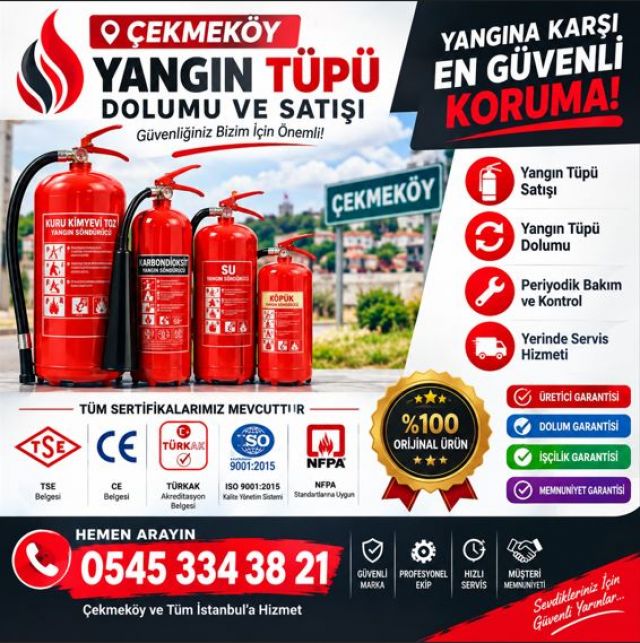 Çekmeköy Yangın Tüpü Satışı, Dolumu ve Bakımı | Karaboğa Mühendislik